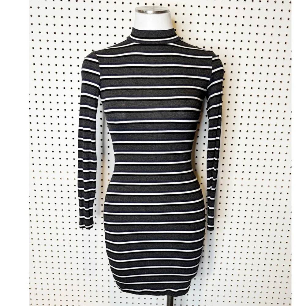 grey and white striped bodycon dress American Apparel